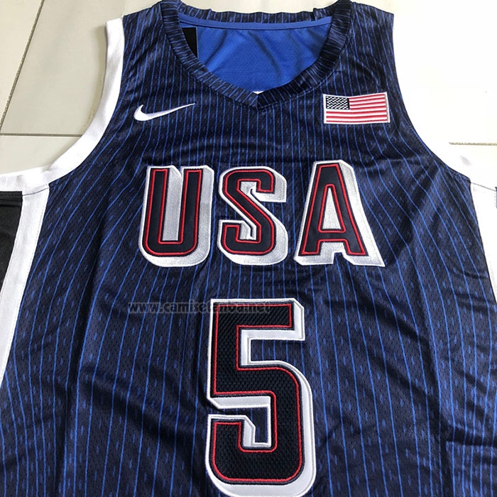 Camiseta USA 2024 Anthony Edwards #5 Juegos Olimpicos Azul